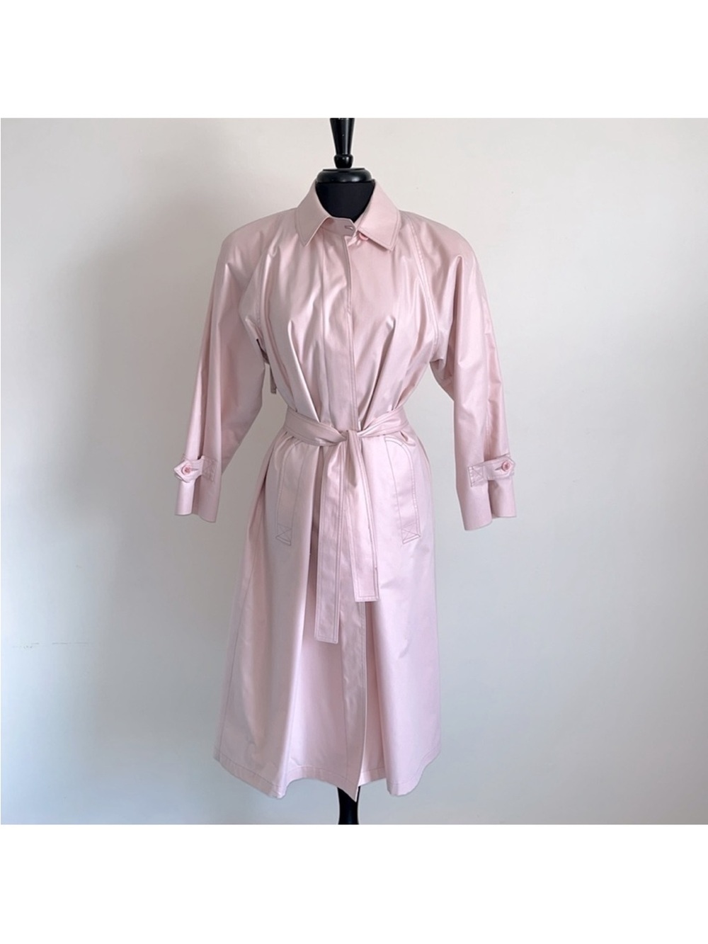 London Fog Pale Pink Belted Trench vintage  size 12P